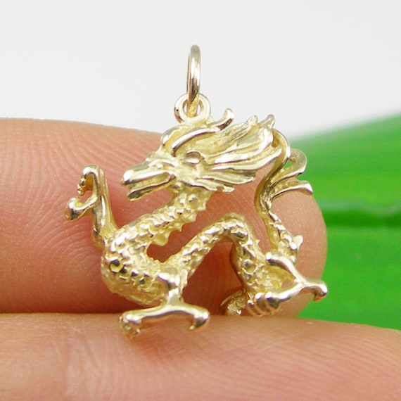 Sterling Silver & Gold Chinese Zodiac Pendant Necklace: Year of the Dragon Design