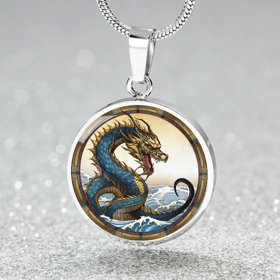 Sterling Silver & Gold Chinese Zodiac Pendant Necklace: Year of the Dragon Design