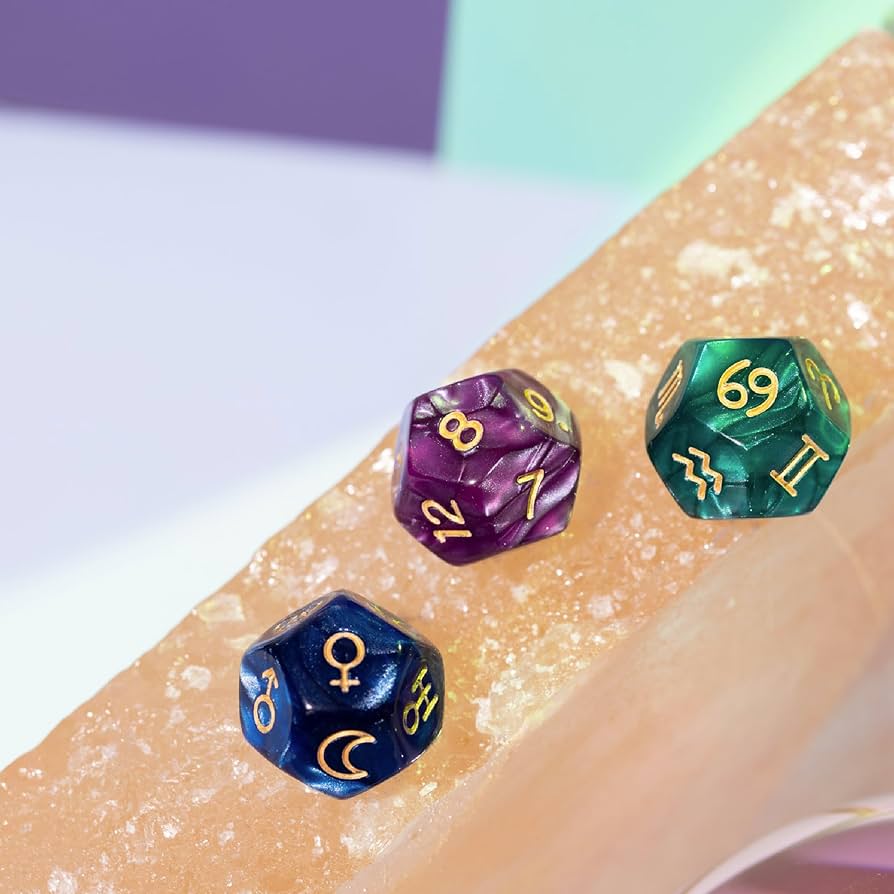 Kalan 3-Piece Astrology DND Dice Set: Perfect for Tarot Lovers and Beginners