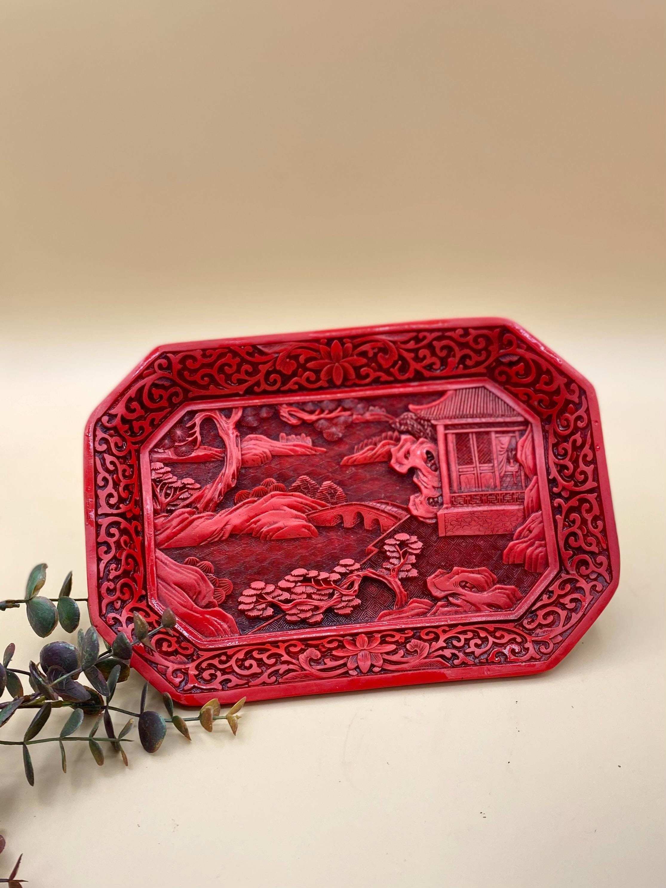 Explore Unique Cinnabar Trays - Elegant Red Lacquer and Carved Styles