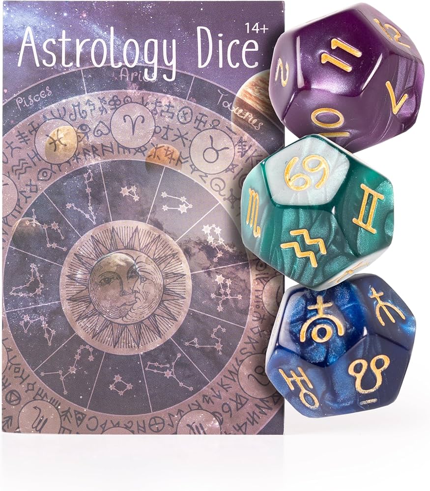 Kalan 3-Piece Astrology DND Dice Set: Perfect for Tarot Lovers and Beginners