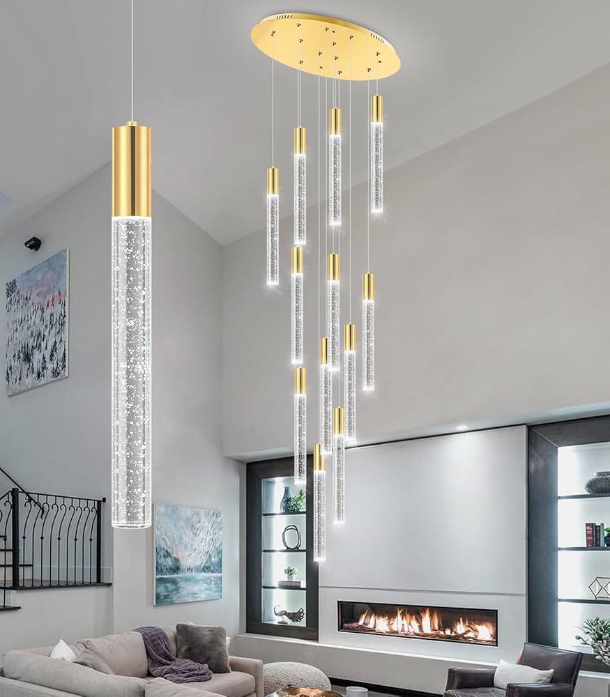 118 Inches Crystal Chandelier for High Ceilings – Elegant LED Lighting for Living Room and Foyer