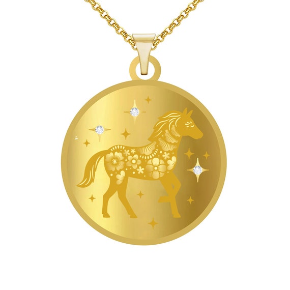 Stunning 24K Gold Horse Zodiac Pendant Necklace – Personalized & Unique Jewelry