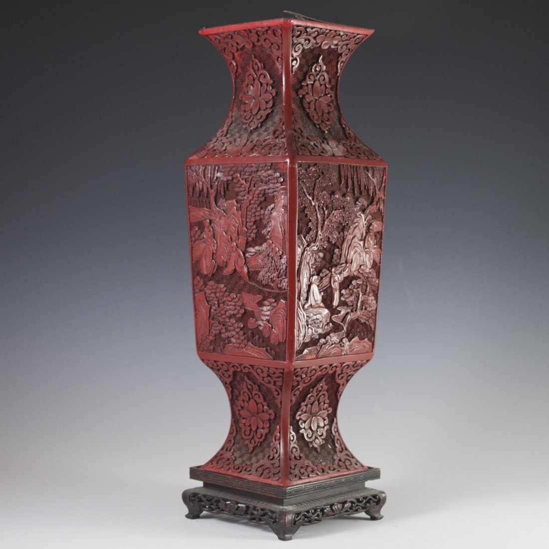 Antique Chinese Cinnabar Vase, Superb Example