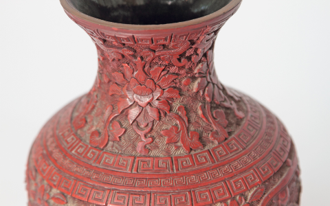 Authentic Chinese Cinnabar Vases: Unique Hand-Carved Lacquer Designs